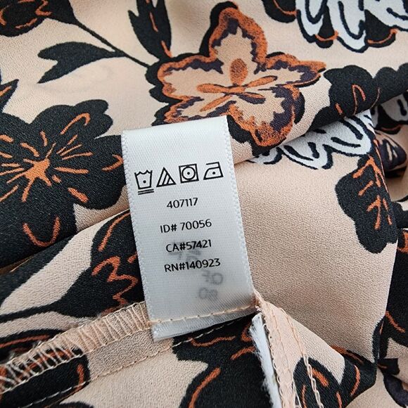 Ann Taylor Loft Womens Top Small Pink Floral Popover Tie Neck Career Sleeveless - Picture 10 of 10